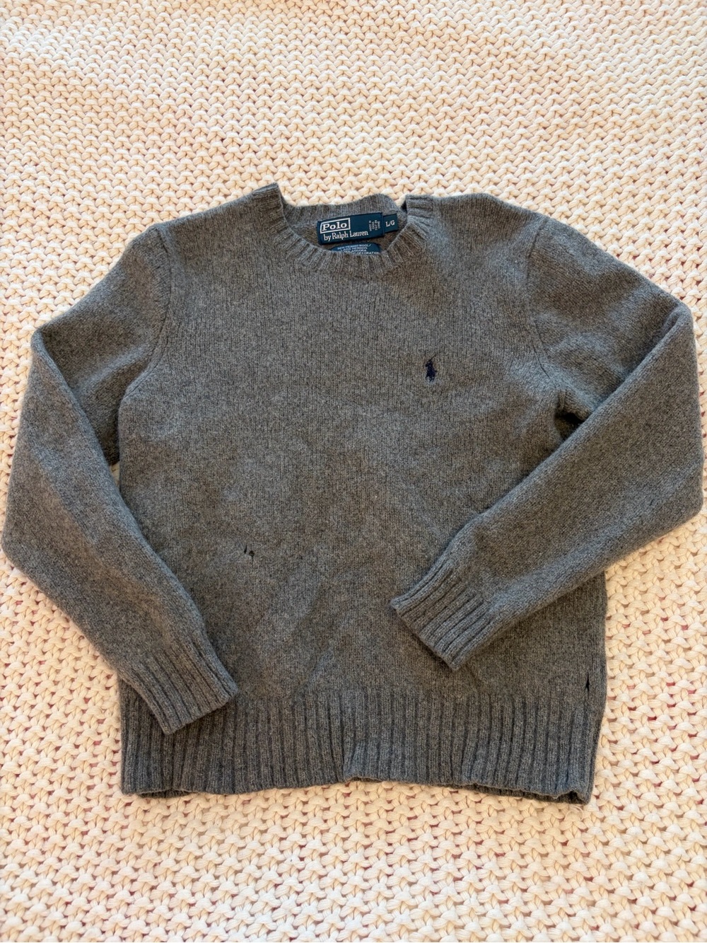 Polo by Ralph Lauren Charcoal Crewneck Wool Sweater